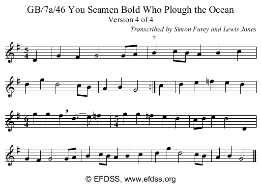 Stave transcription of image number 0 for GB/7a/46