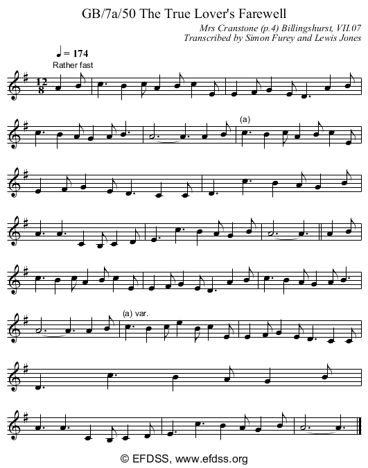 Stave transcription of image number 0 for GB/7a/50