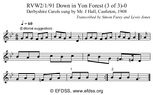 Stave transcription of image number 0 for RVW2/1/91