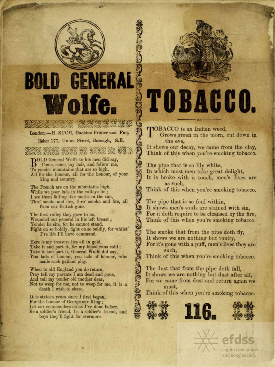 Bold General Wolfe - Such broadside from the Lucy Broadwood collection, via the VWML archive catalogue.